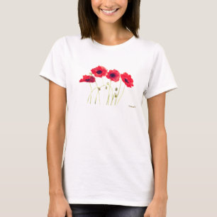 Camiseta Poppies Aquarela Bonito Floral