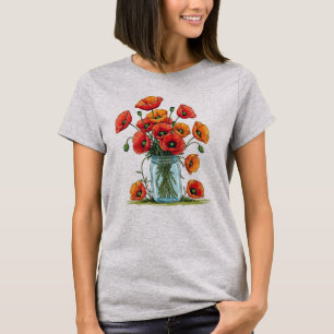 Camiseta Poppies Em Gráficos De Jar