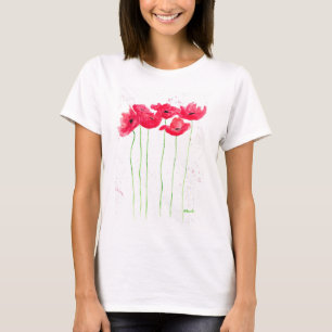 Camiseta Poppies flores vermelhas da papoila flores aquáti