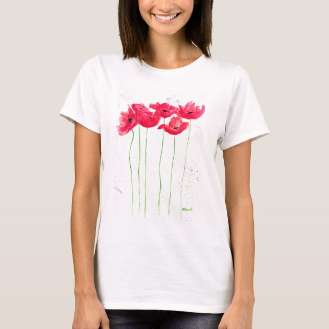 Camiseta Poppies flores vermelhas da papoila flores aquátic (Frente)