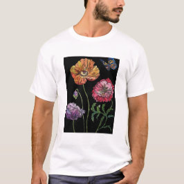 Camiseta Poppies Poppies na Pintura em Branco