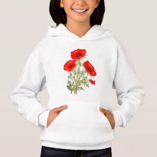 Camiseta Poppies vermelhos com marca de caule verde