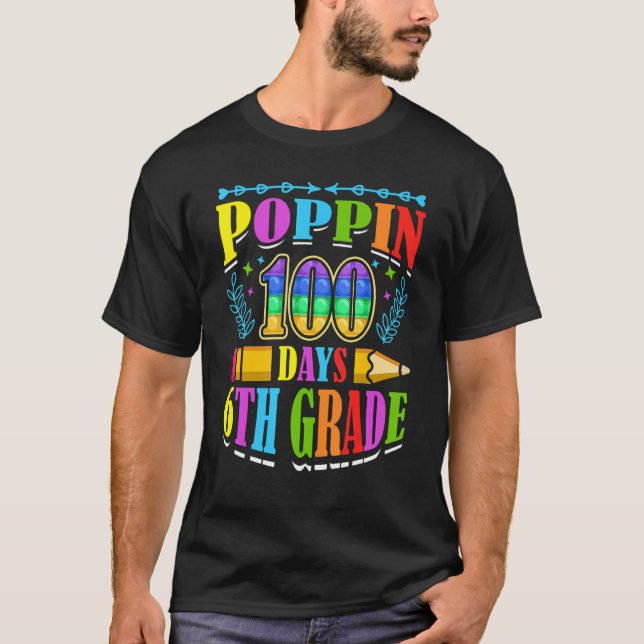 Camiseta Poppin 100 Days 6th Grade Primary School Kid Eleme (Frente)