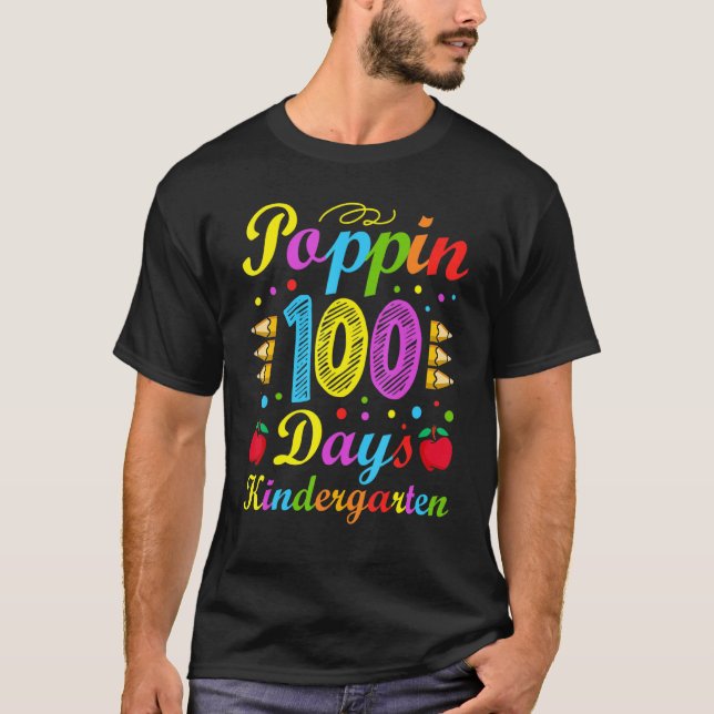 Camiseta Poppin 100 Days Kindergarten School Kid Schooler P (Frente)