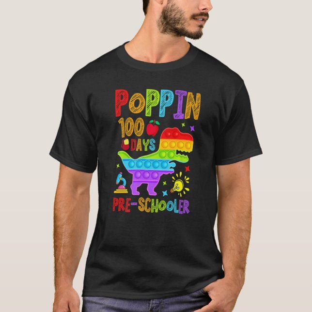 Camiseta Poppin 100 Days Preschool Nursery School Dino T-Re (Frente)