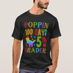 Camiseta Poppin 100 Dias Aluno da 5ª Série Escola Dinossaur