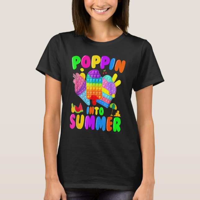 Camiseta Poppin Em Sorvete De Verão No Último Dia Do Ensino (Frente)