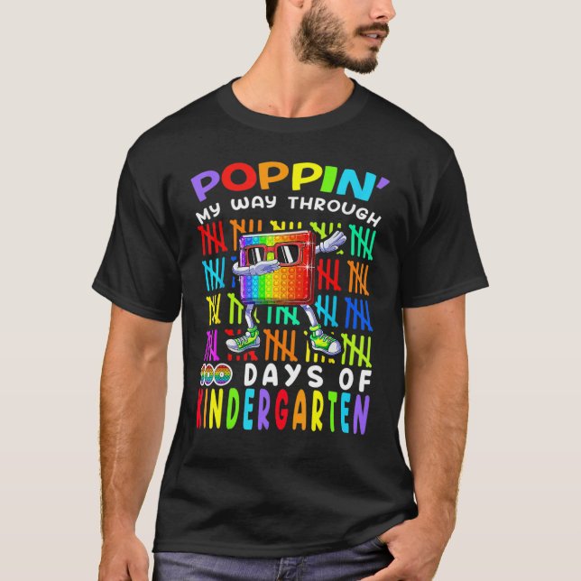 Camiseta Poppin' My Way Through 100 Days Of Kindergarten 10 (Frente)
