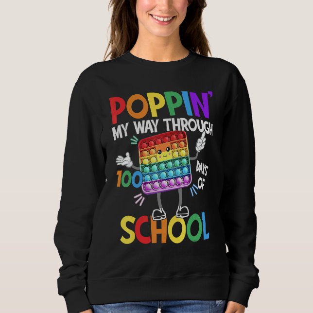 Camiseta Poppin' My Way Through 100 Days Of School Fidget 1 (Frente)