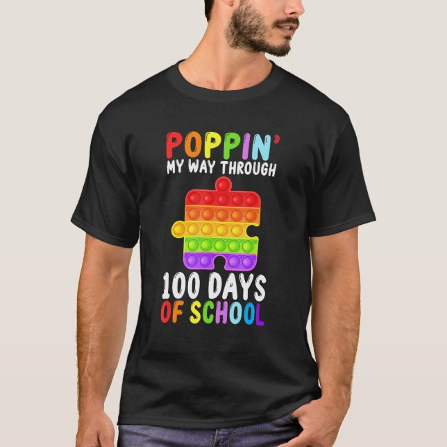Camiseta Popping My Way Through 100 Days Of School Fidget P (Frente)