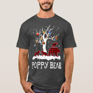 Camiseta Poppy Bear Christmas Pajama Red Xadrez Buffalo Fam