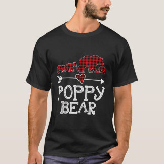 Camiseta Poppy Bear Christmas Pajama Red Xadrez Buffalo Fam