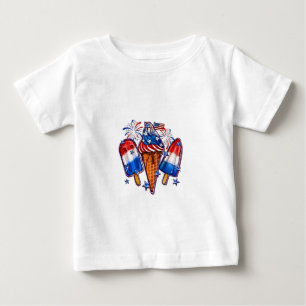 Camiseta Popsicles Patriótico Sorvete 4 de julho