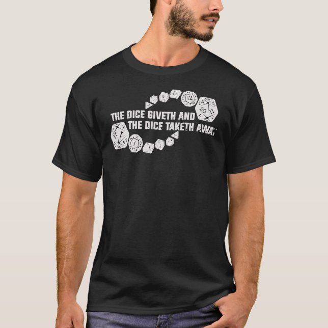 Camiseta Popular Dungeons And Dragons Dice Giveth And Dice  (Frente)