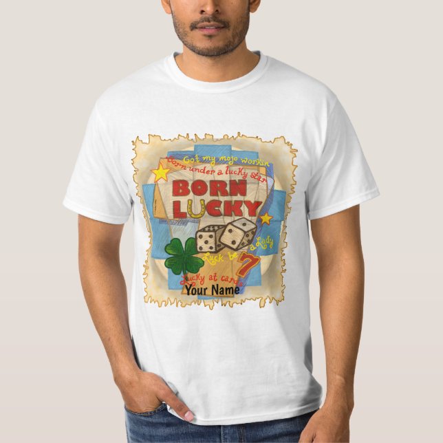 Camiseta Pôquer Born Lucky (Frente)