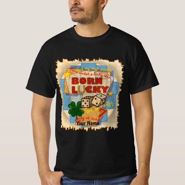 Camiseta Pôquer Born Lucky (Frente)
