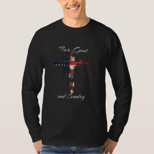 Camiseta Por Deus E Por País Bandeira Cruzada Americana Fé