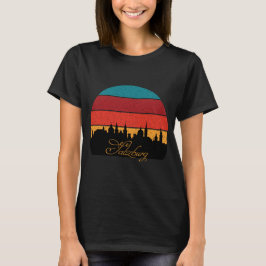 Camiseta Pôr do Sol Alpino de Salzburgo Viagem Retro