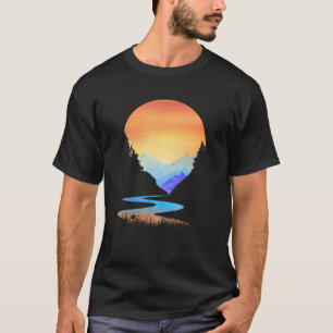 Camiseta Pôr do Sol ao Ar Livre Estilo Vintage Montanhas So