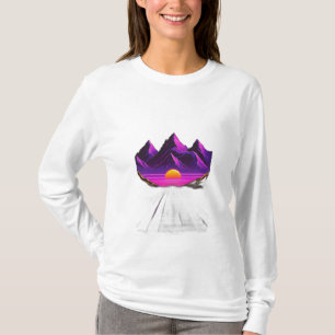 Camiseta pôr do sol ao estilo de onda sintética