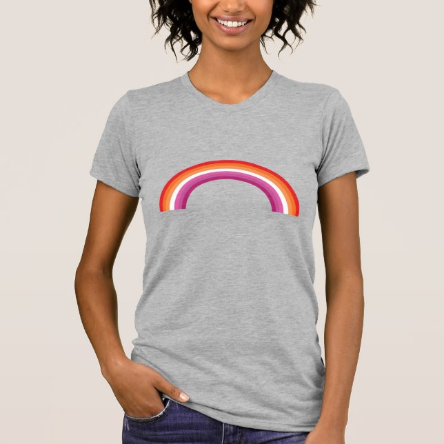 Camiseta Pôr do Sol Arco-íris Lésbico (Frente)