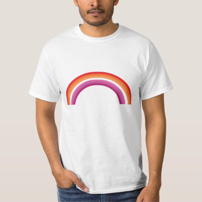 Camiseta Pôr do Sol Arco-íris Lésbico (Frente)