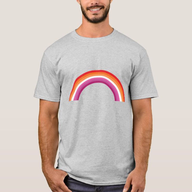 Camiseta Pôr do Sol Arco-íris Lésbico (Frente)