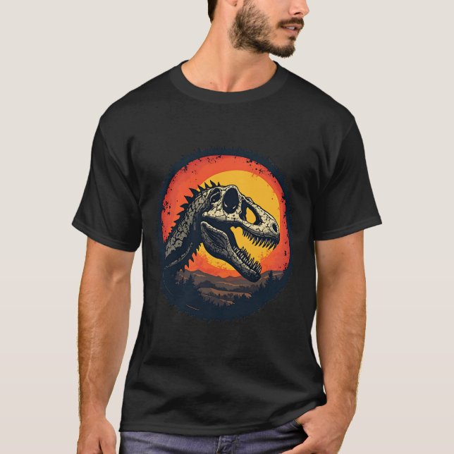 Camiseta Pôr do Sol Crânio de Dinossauro (Frente)