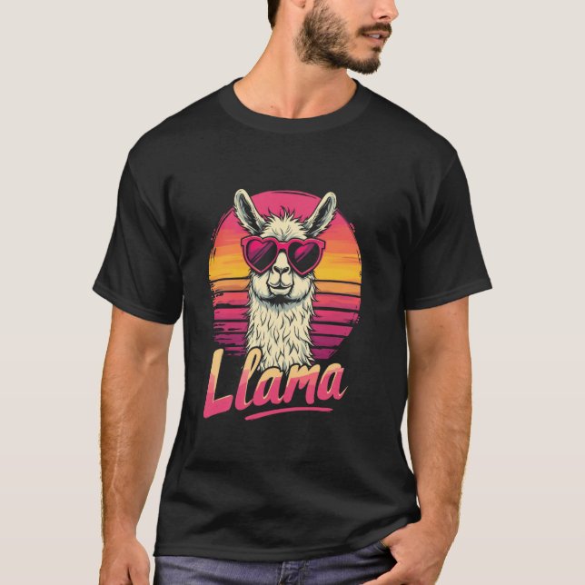 Camiseta Pôr do sol da lhama (Frente)