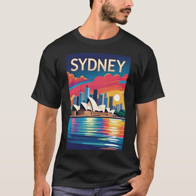 Camiseta Pôr do sol da paisagem urbana de Sydney Austrália  (Frente)
