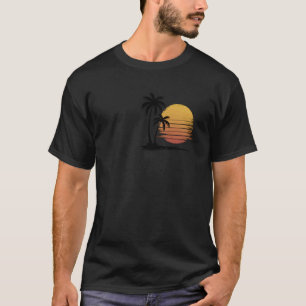 Camiseta Pôr do Sol da Palmeira da Praia Vintage Viagem de
