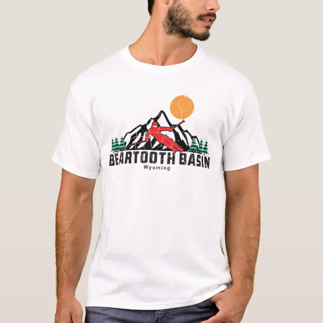 Camiseta Pôr do Sol de Esqui Montanha da Bacia Beartooth (Frente)