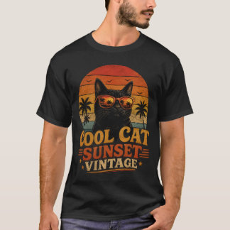 Camiseta Pôr do Sol de Gato Legal Design de Gato Vintage Re