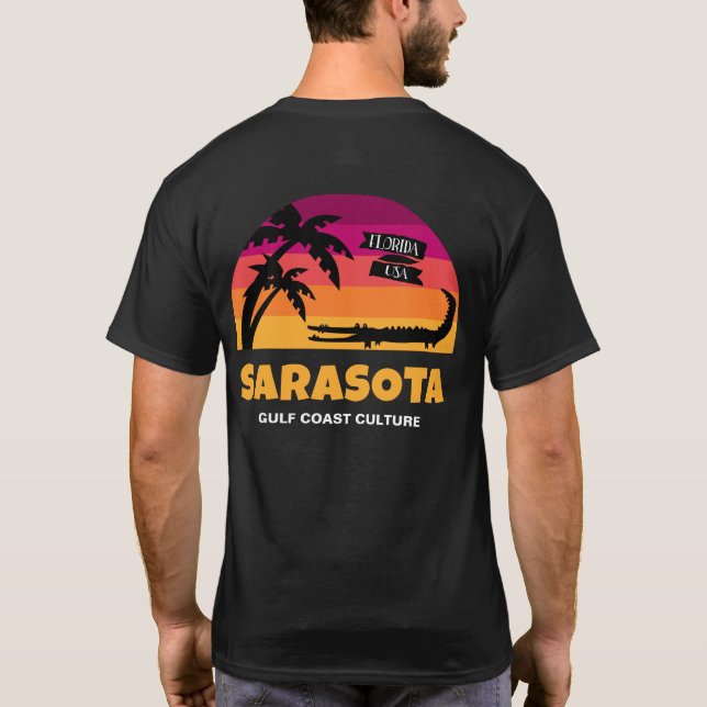 Camiseta Por do sol de Sarasota Florida com texto do (Verso)
