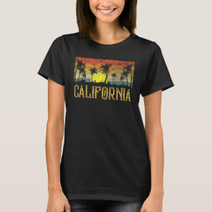 Camiseta Pôr do Sol de Verão Palmeira Vintage Praia da Cali