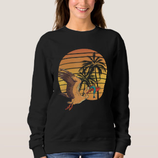 Camiseta Pôr do Sol de Verão Pelicano Ave Animal Peixe Pega