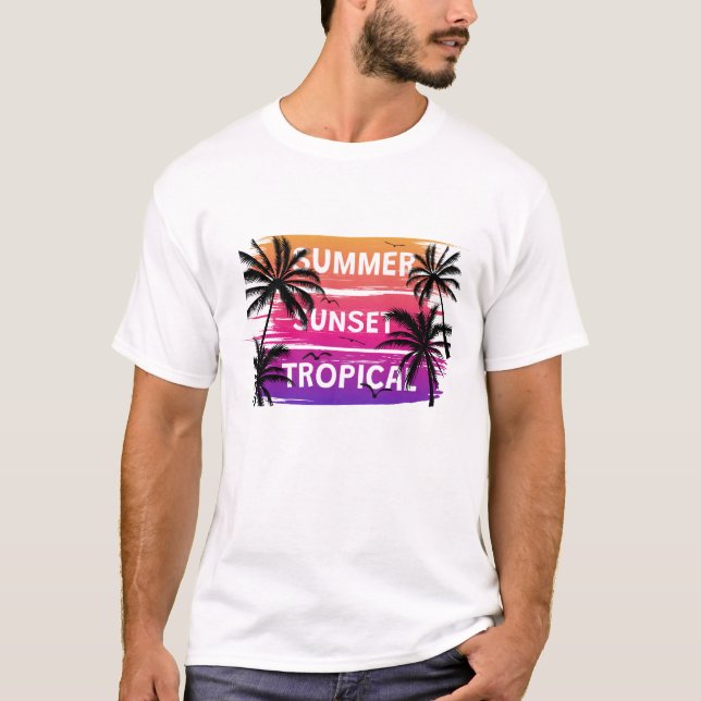 Camiseta Pôr do Sol de Verão Tropical (Frente)