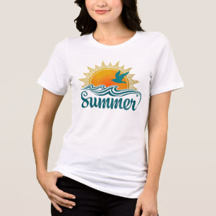 Camiseta Pôr do Sol de Verão Vintage I Ondas do Oceano e Ga
