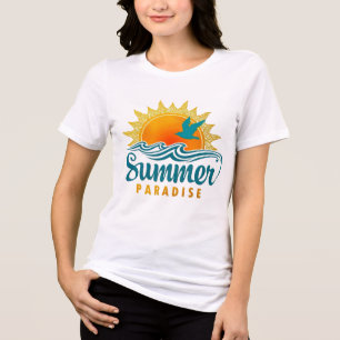 Camiseta Pôr do Sol de Verão Vintage I Ondas do Oceano e Ga