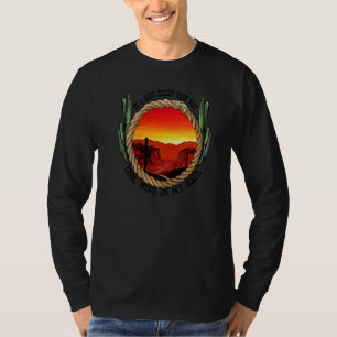 Camiseta Pôr do Sol do Cacto do Deserto na Escura Estrada d