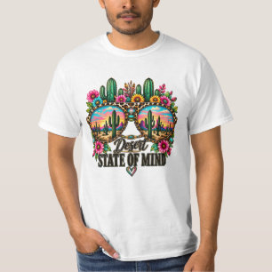 Camiseta Pôr do sol do deserto Boho Cactus Estado Mental