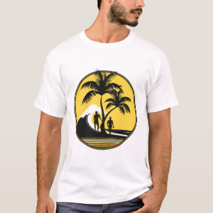 Camiseta Pôr do Sol Dourado Palmeira Silhueta Tropical