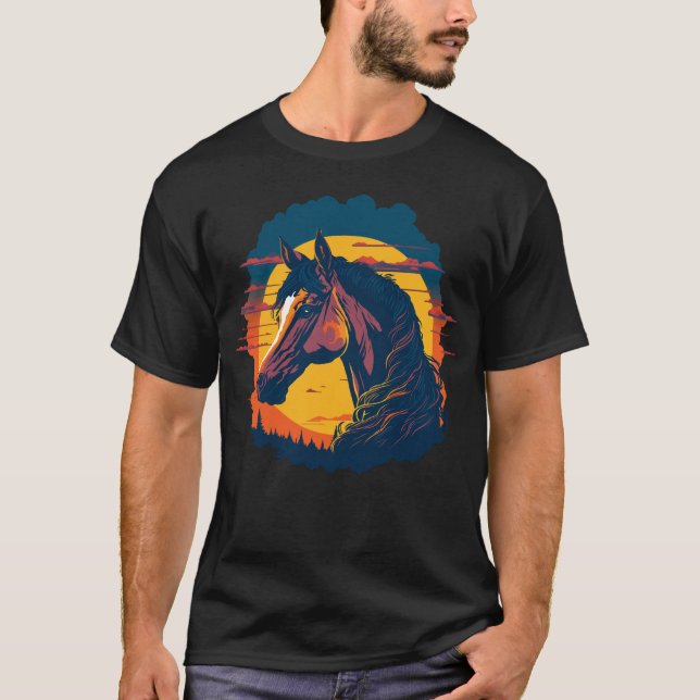 Camiseta Pôr Do Sol E Cabeça De Cavalo (Frente)