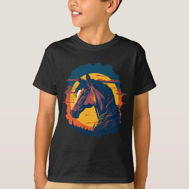 Camiseta Pôr Do Sol E Cabeça De Cavalo (Frente)