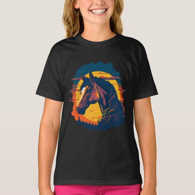 Camiseta Pôr Do Sol E Cabeça De Cavalo (Frente)