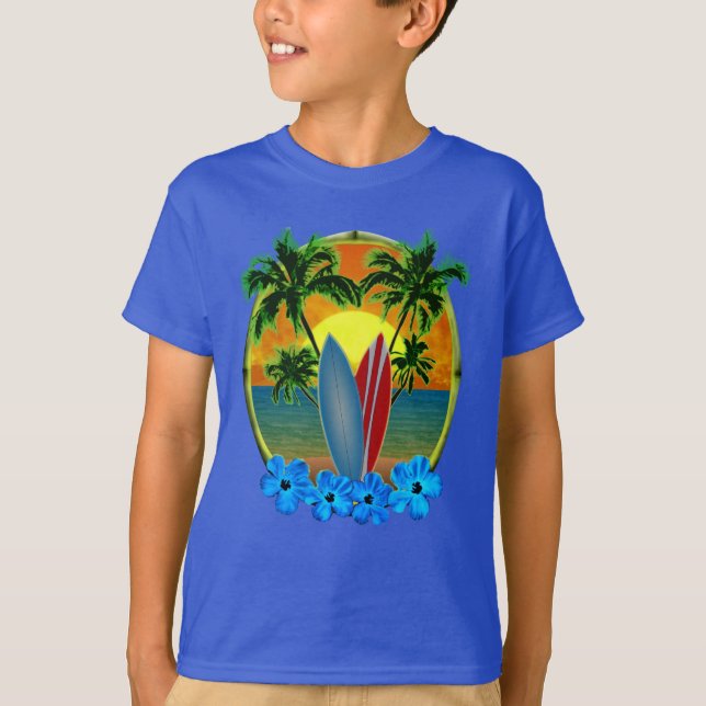 Camiseta Pôr Do Sol E Painéis De Surfe (Frente)