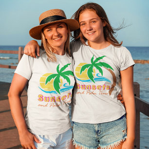 Camiseta Pôr do Sol E Palmeiras Estação de Verão