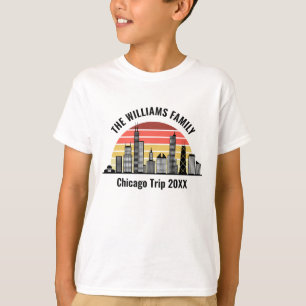 Camiseta Pôr do Sol em Chicago Viagem Familiar Personalizad