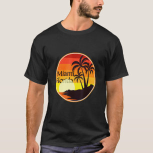 Camiseta Pôr do sol em Miami Flórida, Palmeiras, Praia, Tur