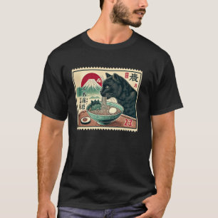 Camiseta Pôr-do-sol Japonês Mt. Fuji Selo Pantera Ramen